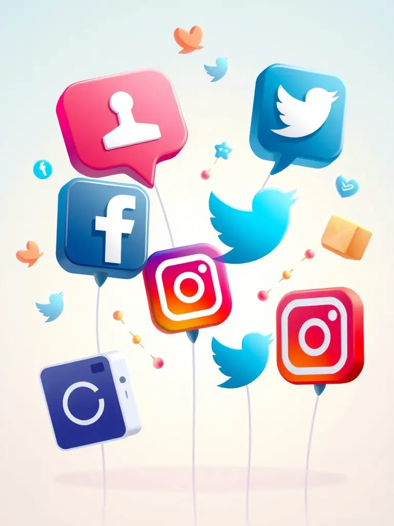 A visually appealing graphic representing social media optimization, featuring icons of popular social platforms and engagement metrics.
