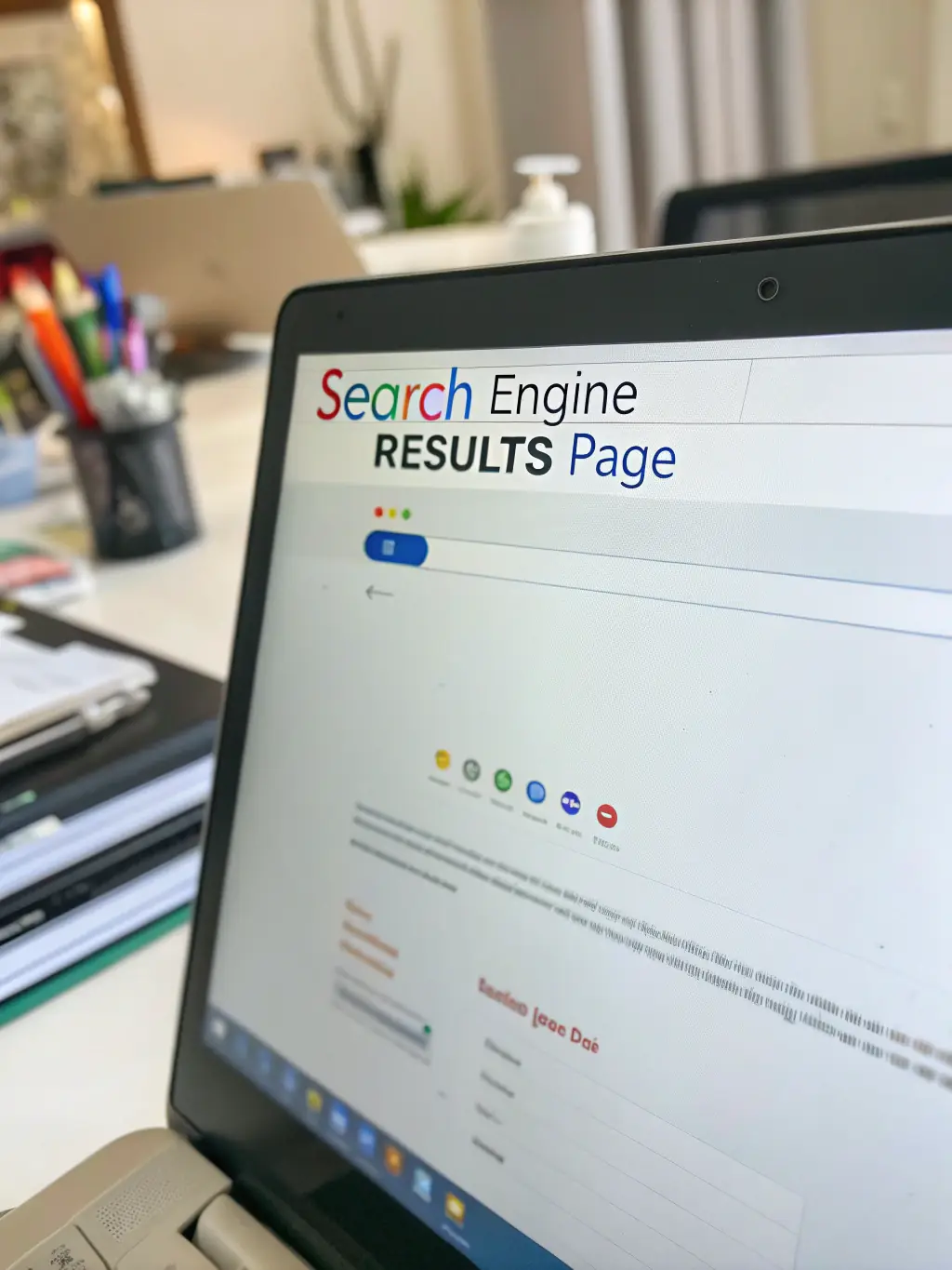 An image depicting search engine optimization, showing a website ranking high on search engine results pages.