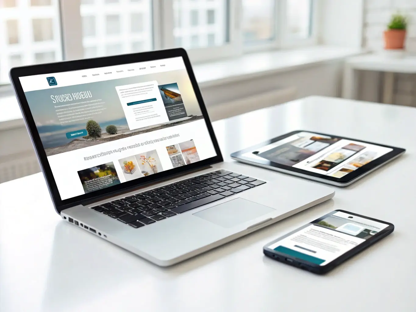 A responsive web application interface displayed on multiple devices (desktop, tablet, mobile), highlighting its cross-platform compatibility and user-friendly design.